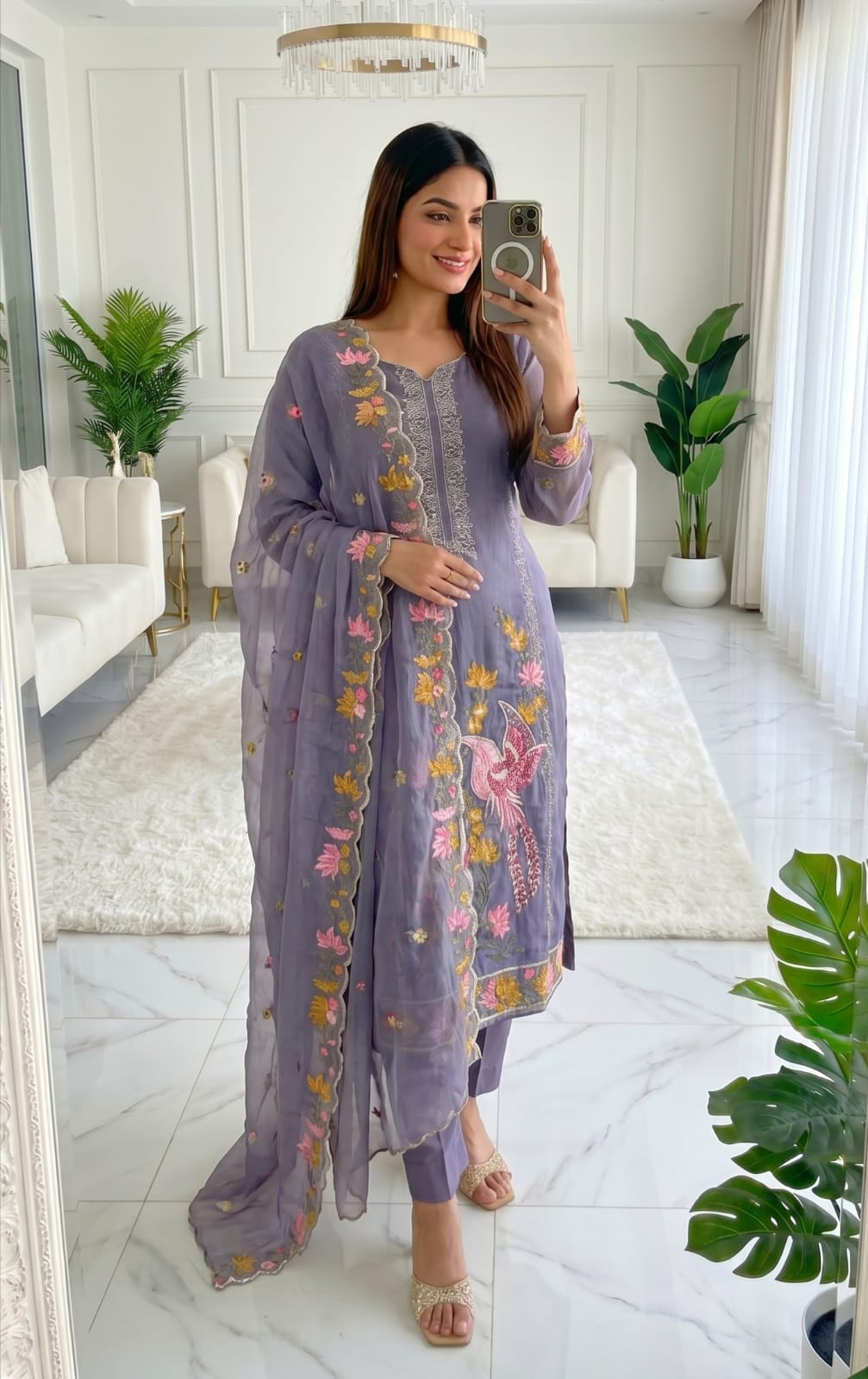 Aditi Mul chanderi embroidered suit