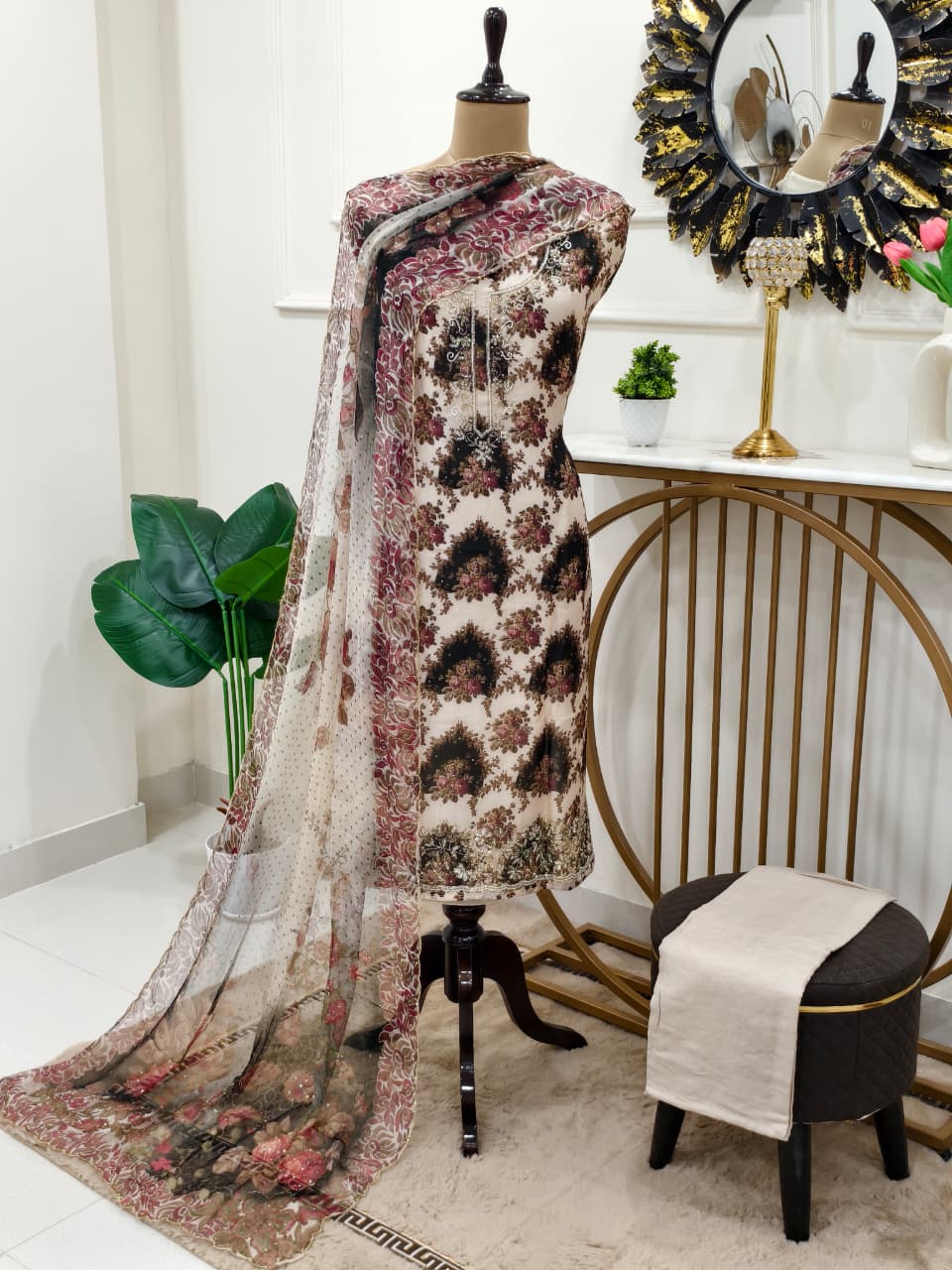 Noorani Glass Organza Hand Work Suit