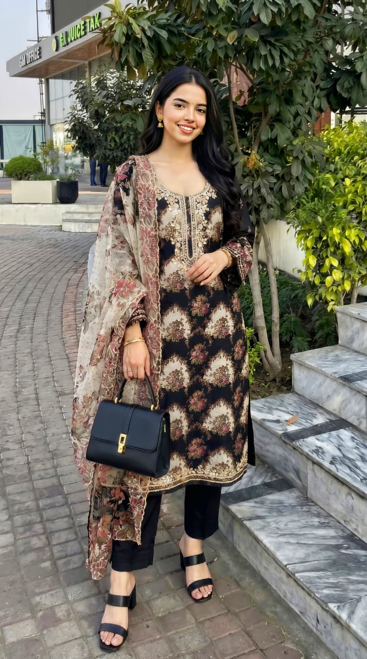 Noorani Glass Organza Hand Work Suit
